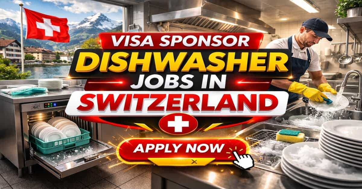 Visa Sponsor Dishwasher Jobs in Switzerland