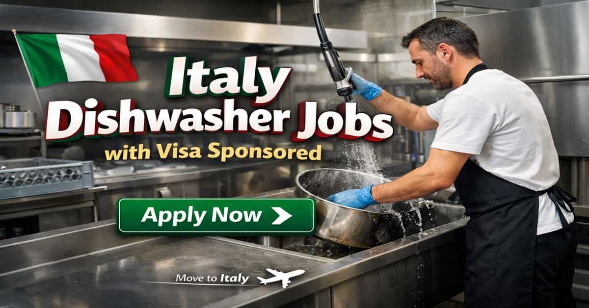 Italy Dishwasher Jobs with Visa Sponsored