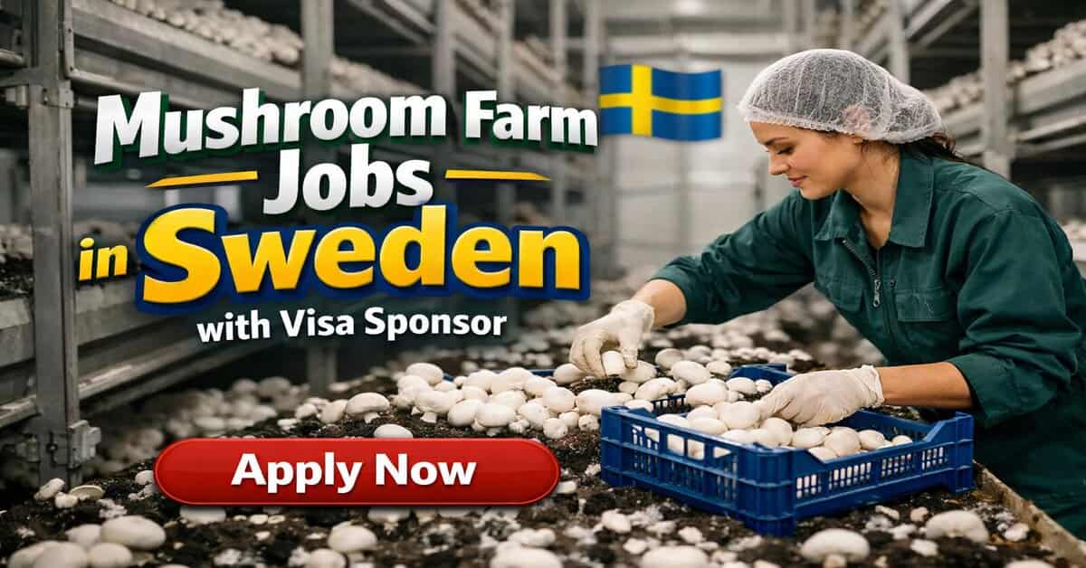 Mushroom Farm Jobs in Sweden with Visa Sponsor