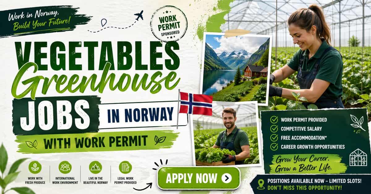 Vegetables Greenhouse Jobs in Norway with Work Permit